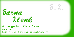 barna klenk business card